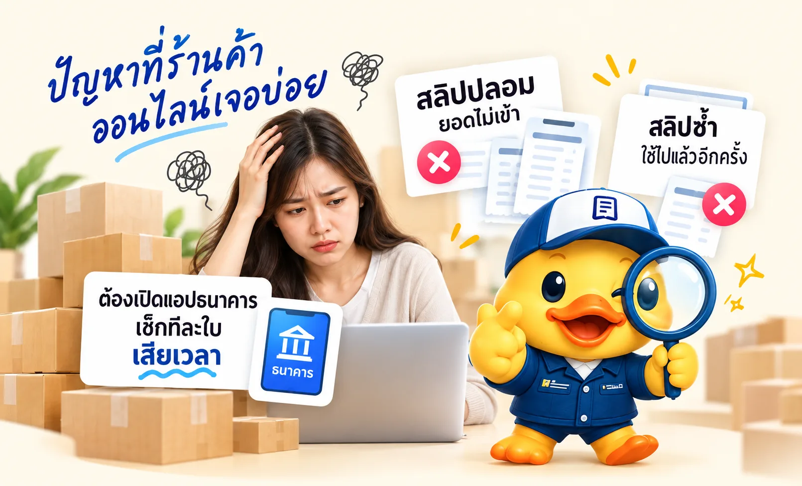 ปัญหาที่ร้านค้าออนไลน์เจอบ่อย สลิปปลอม สลิปซ้ำ และต้องเปิดแอปธนาคารเช็กทีละใบ